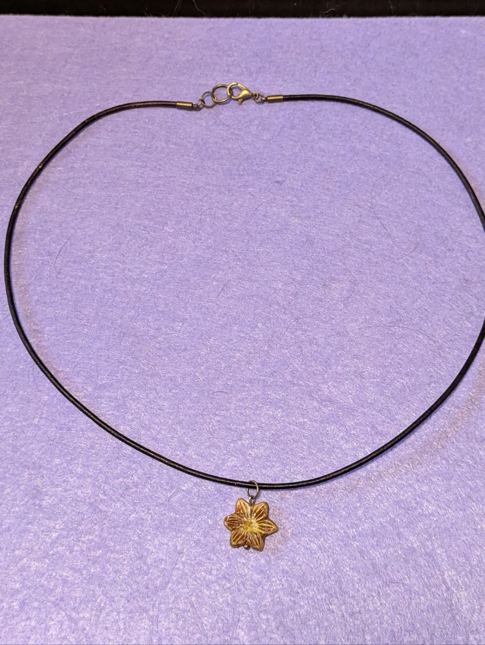 Leather Cord Flower/Sun Necklace